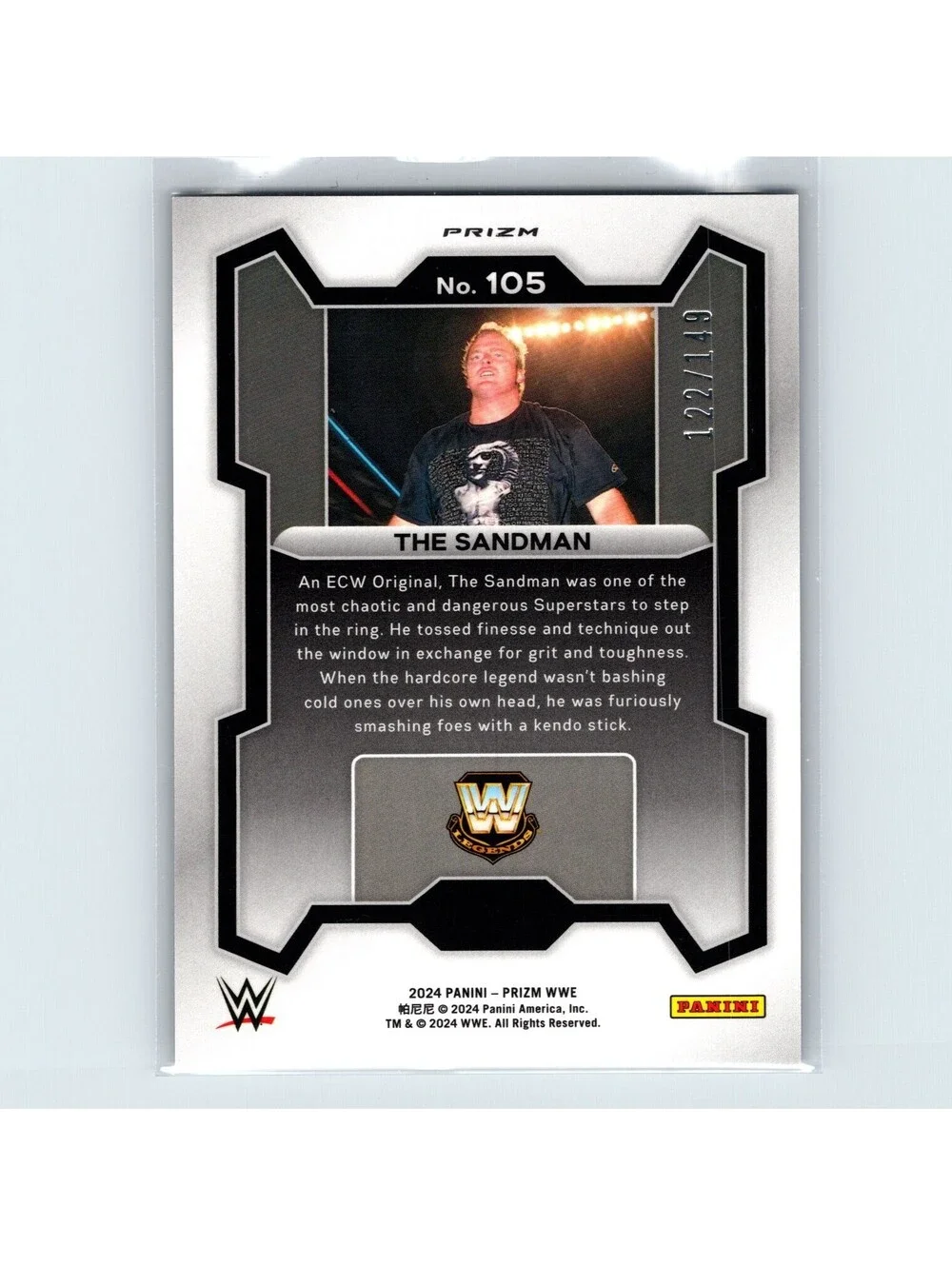 2024 Panini Prizm WWE The Sandman #105 Purple Prizm #/149